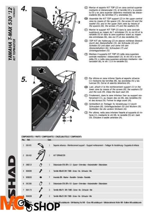 STELAŻ SHAD KSHY0TM52ST YAMAHA T-MAX 530 - 12/16 STELAŻ SHAD KSHY0TM52ST YAMAHA T-MAX 530 - 12/16
