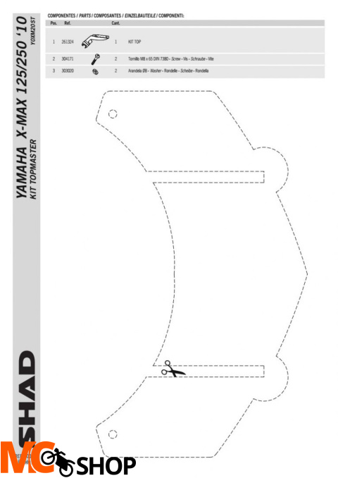 STELAŻ SHAD KSHY0XM20ST YAMAHA X-MAX 125 250 - 10/13