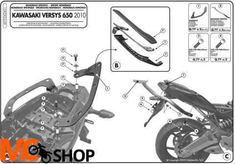Stelaż centralny Kappa kz451 do Versys 650 (10>14)