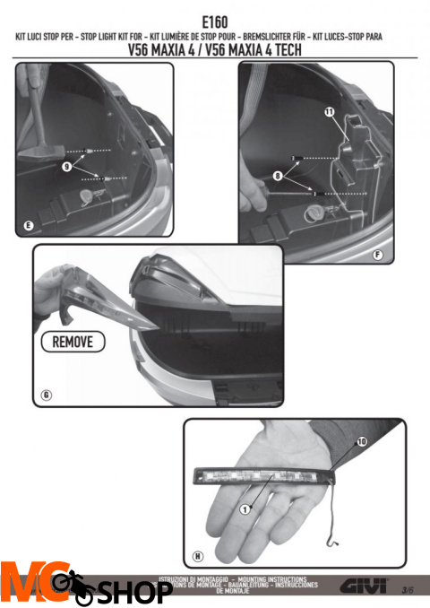 GIVI E160 ŚWIATŁO STOP DO KUFRA V56