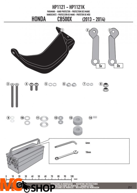 GIVI HP1121 HANDBARY HONDA CB500X (13-14) GIVI HP1121 HANDBARY HONDA CB500X (13-14)