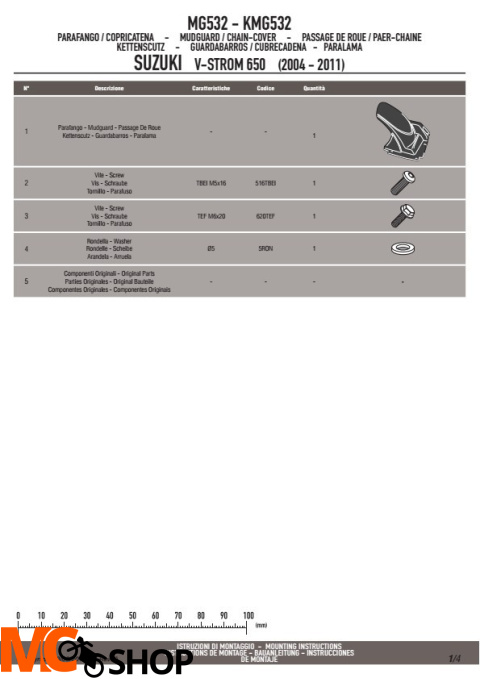 GIVI MG532 BŁOTNIK TYLNY SUZUKI DL 650 V-STROM (04 > 11)
