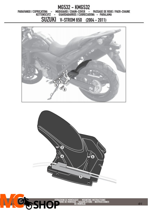 GIVI MG532 BŁOTNIK TYLNY SUZUKI DL 650 V-STROM (04 > 11)