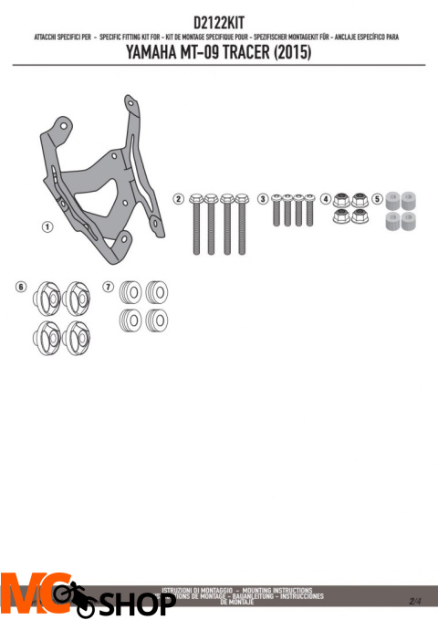 GIVI D2122KIT MOCOWANIE SZYBY 2122DT GIVI D2122KIT MOCOWANIE SZYBY 2122DT