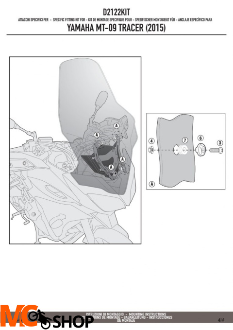 GIVI D2122KIT MOCOWANIE SZYBY 2122DT GIVI D2122KIT MOCOWANIE SZYBY 2122DT