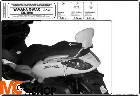 GIVI OPARCIE PASAŻERA YAMAHA X-MAX 125-250, MBK SKYCRUISER 125 GIVI OPARCIE PASAŻERA YAMAHA X-MAX 125-250, MBK SKYCRUISER 125