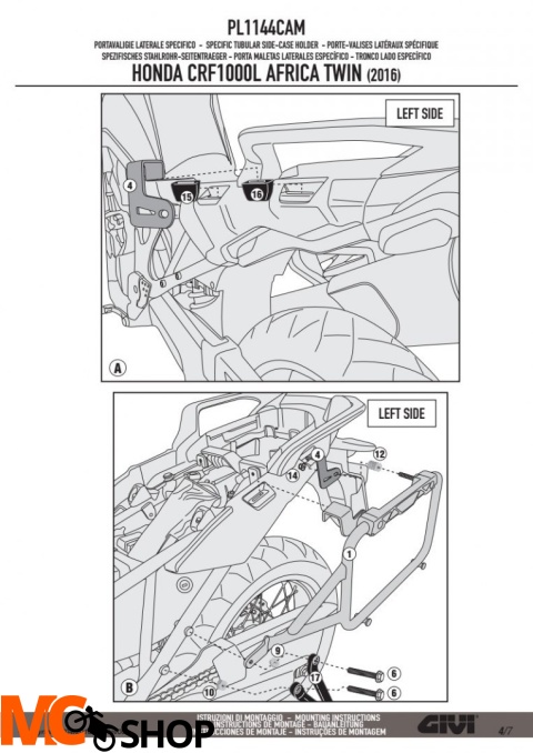 GIVI PL1144CAM stelaż boczny OUTBACK Africa Twin