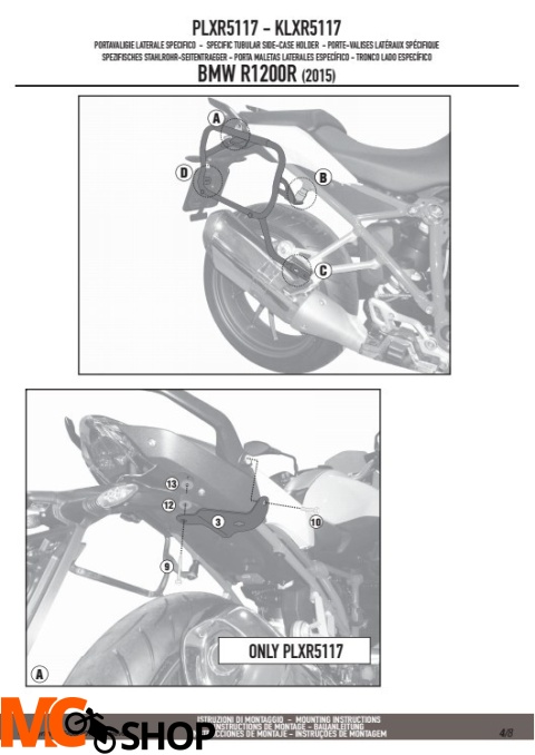 GIVI PLXR5117 stelaż kufrów bocznych R 1200 R / RS