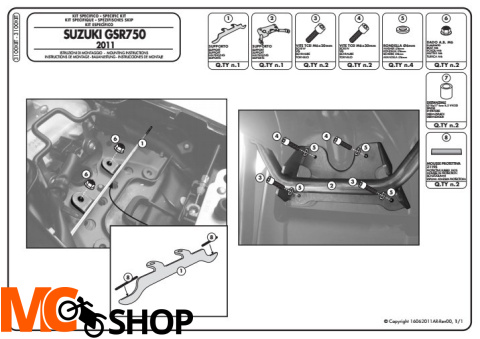 KAPPA 3100KIT ADAPTER DO ZAMONTOWANIA STELAŻA BOCZNEGO SUZUKI GSR 750