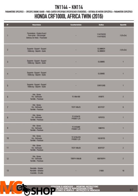 KAPPA KN1144 GMOLE HONDA CRF 1000L AFRICA TWIN (2016)