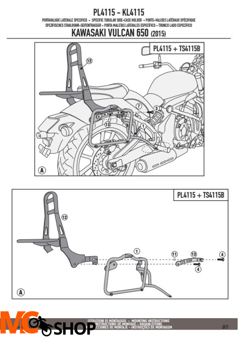 KAPPA STELAŻ KUFRÓW BOCZNYCH KAWASAKI VULCAN S 650 (15-16) KAPPA STELAŻ KUFRÓW BOCZNYCH KAWASAKI VULCAN S 650 (15-16)