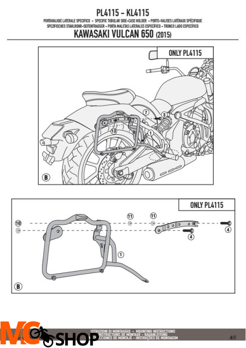 KAPPA STELAŻ KUFRÓW BOCZNYCH KAWASAKI VULCAN S 650 (15-16) KAPPA STELAŻ KUFRÓW BOCZNYCH KAWASAKI VULCAN S 650 (15-16)