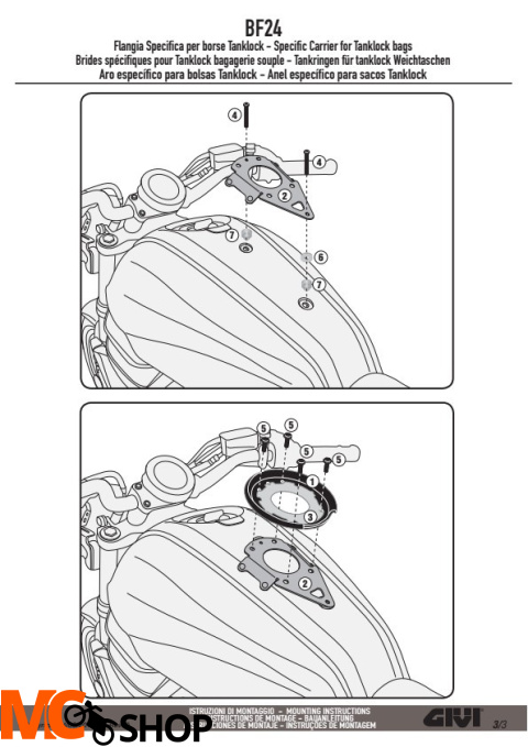 Givi BF24 Pierścień mocujący tanklock Yamaha XSR700 Givi BF24 Pierścień mocujący tanklock Yamaha XSR700