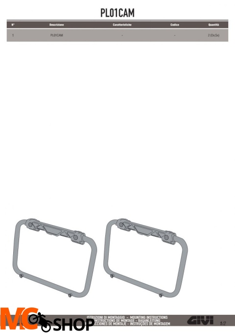 GIVI PL01CAM MOCOWANIE BOCZNE PL OUTBACK