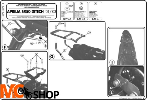 GIVI SR78 stelaż kufra centralnego SR 50 Ditech