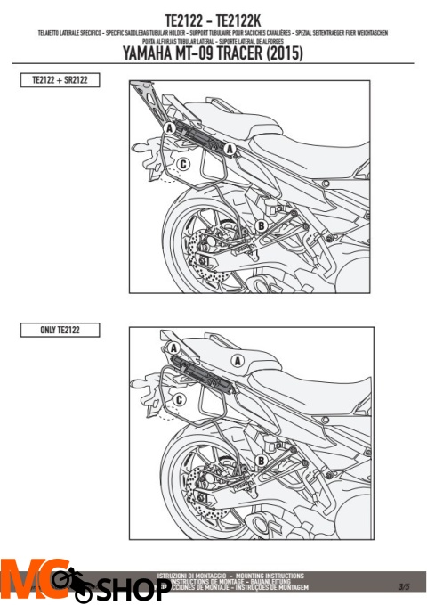 GIVI TE2122 STELAŻ SAKW 3D600 YAMAHA MT-09 TRACER 15 