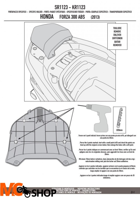 KAPPA KR1123 STELAŻ Centralny HONDA FORZA 300 ABS