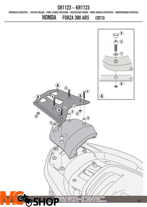 KAPPA KR1123 STELAŻ Centralny HONDA FORZA 300 ABS