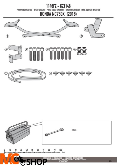 KAPPA KZ1146 STELAŻ KUFRA CENTRALNEGO HONDA NC 750X 16