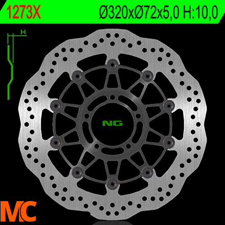 NG1273X TARCZA HAMULCOWA DUCATI MONSTER 1100, DIAVEL 1200, MULTISTRADA 1200 (320X72X5) WAVE