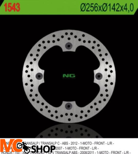 NG1543 TARCZA HAMULCOWA HONDA XL 650V TRANSALP (00-07), XL 700V / ABS TRANSALP (08-11) (256X142X4,0) (4X10,5MM) NG1543 TARCZA HAMULCOWA HONDA XL 650V TRANSALP (00-07), XL 700V / ABS TRANSALP (08-11) (256X142X4,0) (4X10,5MM)