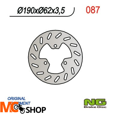 NG087 TARCZA HAMULCOWA DERBI 50 (SKUTERY) (190x62x3,5) NG087 TARCZA HAMULCOWA DERBI 50 (SKUTERY) (190x62x3,5)