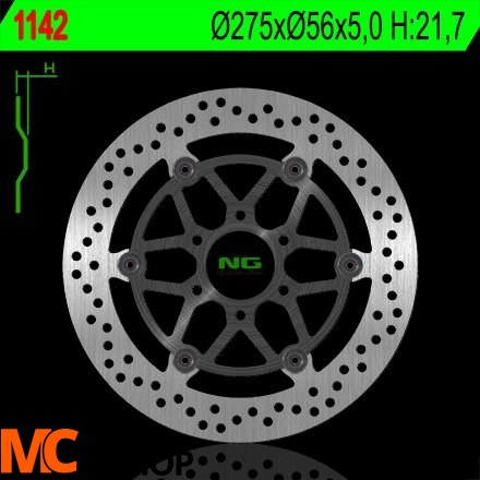 NG1142 TARCZA HAMULCOWA SUZUKI VL 125/250 INTRUDER LC '04-'10, GZ 250 MARAUDER '01-'10 (PŁYWAJĄCA) (275X56X5) (6X85MM)