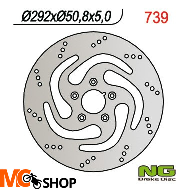 NG739 TARCZA HAMULCOWA HARLEY-DAVIDSON (292X50,8X5) 883/1200/1340/1450, 5 OTORÓW ŚR.8,5