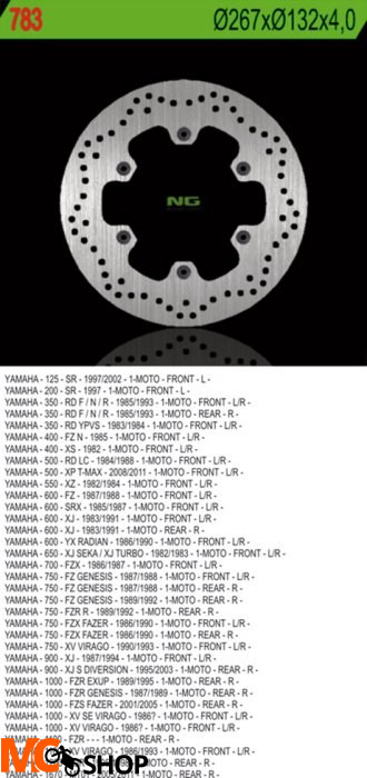 NG783 TARCZA HAMULCOWA YAMAHA XJ 600/900, XJR1300, MT01, XV 750/1100 (267X132X4)