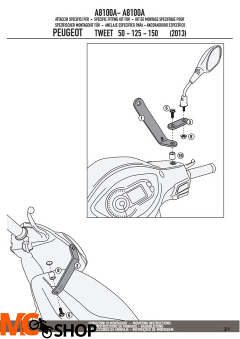 GIVI A8100A MOCOWANIE SZYBY 8100A GIVI A8100A MOCOWANIE SZYBY 8100A