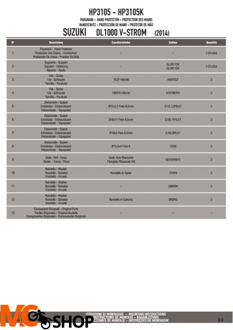 GIVI HP3105 DODATKOWE HANDBARY - SUZUKI DL1000/DL650 V-STROM