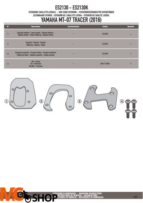 GIVI ES2130 POSZERZENIE STOPKI - YAMAHA MT-07 TRACER (16) GIVI ES2130 POSZERZENIE STOPKI - YAMAHA MT-07 TRACER (16)