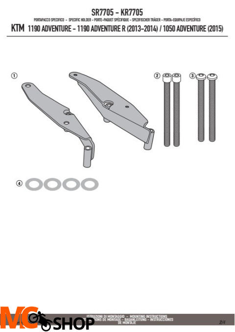 GIVI SR7705 STELAŻ KUFRA CENTRALNEGO (BEZ PŁYTY) - KTM 1050 / 1190 / 1290 ADVENTURE (13 > 15)