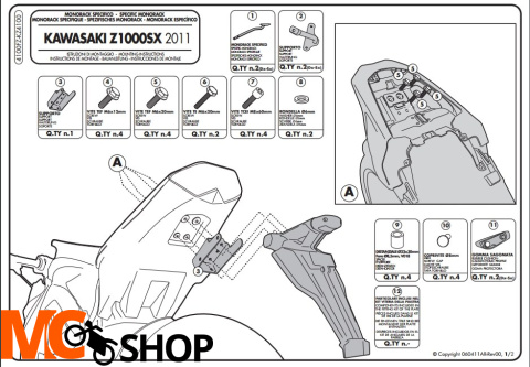 Givi 4100FZ Stelaż centralny do Kawasaki Z1000SX Givi 4100FZ Stelaż centralny do Kawasaki Z1000SX