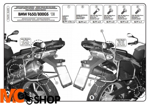 Givi PL690 mocowanie boczne Monokey F 650 / 800 GS (08-11)