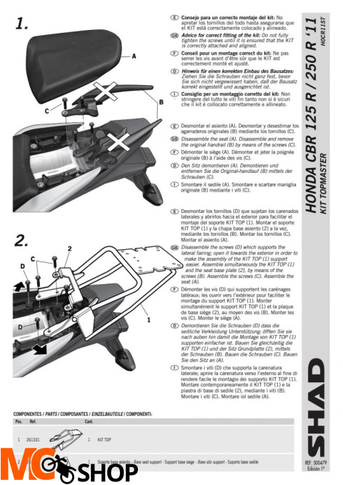 SHAD H0CR11ST STELAŻ KUFRA TYŁ DO HONDA CBR 125R - 11/17