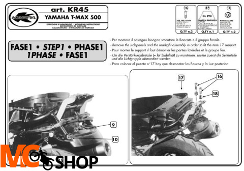 Kappa KR45 Stelaż centralny Yamaha T-MAX 500 (01 > 07)