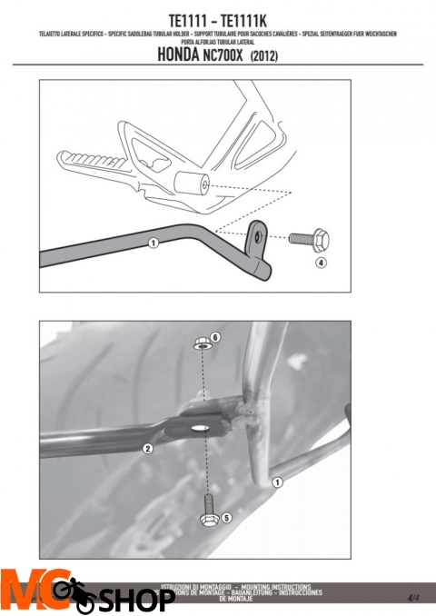GIVI TE1111 STELAŻ SAKW BOCZNYCH 3D600 HONDA NC700S
