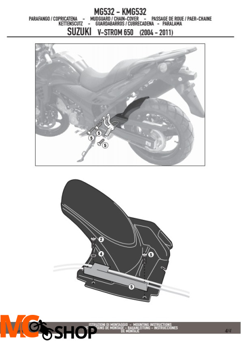 KAPPA KMG532 BŁOTNIK TYLNY Z OSŁONĄ ŁAŃCUCHA SUZUKI DL 650