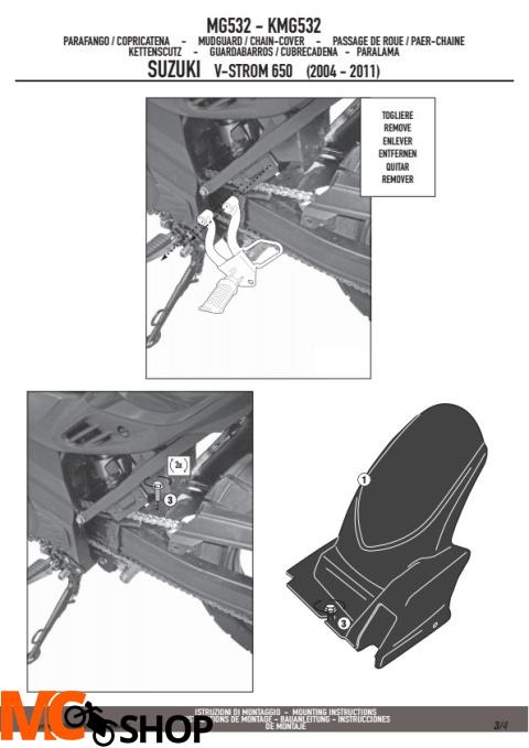 KAPPA KMG532 BŁOTNIK TYLNY Z OSŁONĄ ŁAŃCUCHA SUZUKI DL 650
