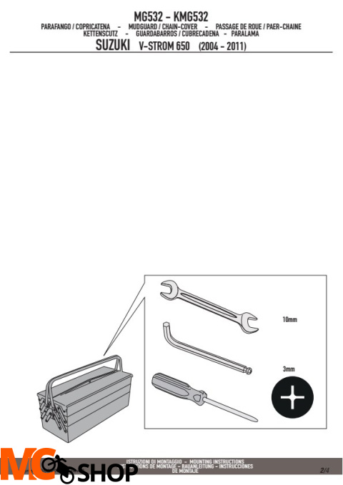 KAPPA KMG532 BŁOTNIK TYLNY Z OSŁONĄ ŁAŃCUCHA SUZUKI DL 650