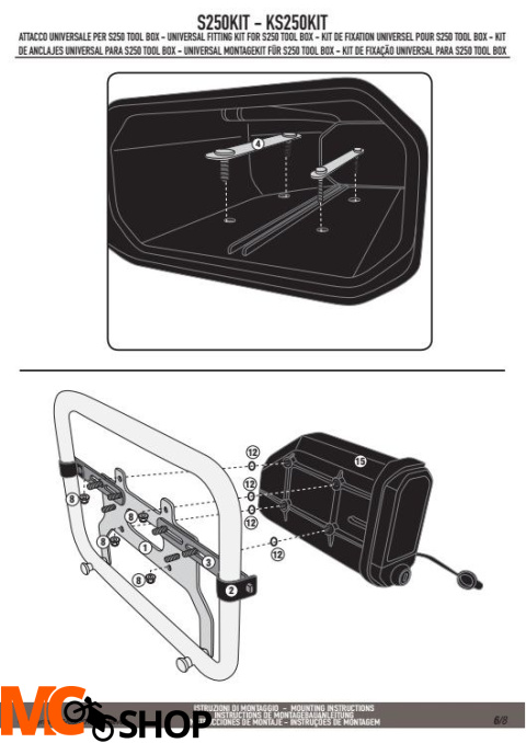 GIVI S250KIT UNIWERSALNY KIT MONTAŻOWY DO S250 GIVI S250KIT UNIWERSALNY KIT MONTAŻOWY DO S250