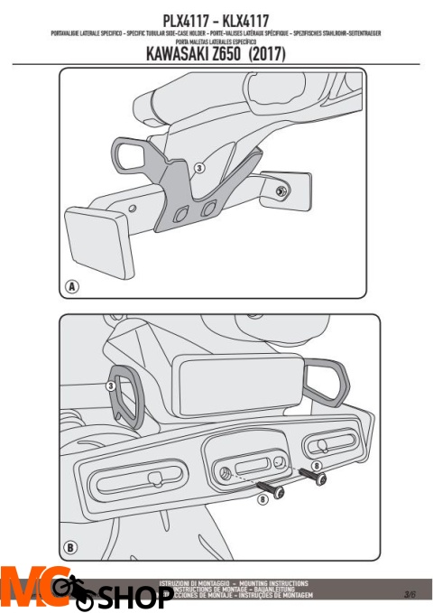 GIVI PLX4117 STELAŻ KUFRÓW BOCZNYCH V35/K33 KAWASAKI