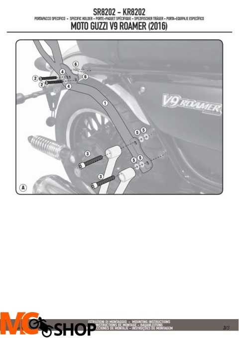 GIVI SR8202 STELAŻ KUFRA CENTRALNEGO MOTOGIZZI V9