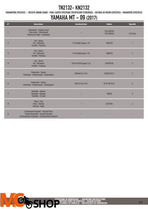 GIVI TN2132 OSŁONA SILNIKA GMOLE YAMAHA MT-09 (17)