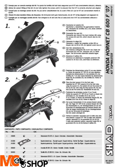 SHAD KSHH0HR67ST STELAŻ KUFRA TYŁ DO HONDA HORNET CB600F SHAD KSHH0HR67ST STELAŻ KUFRA TYŁ DO HONDA HORNET CB600F