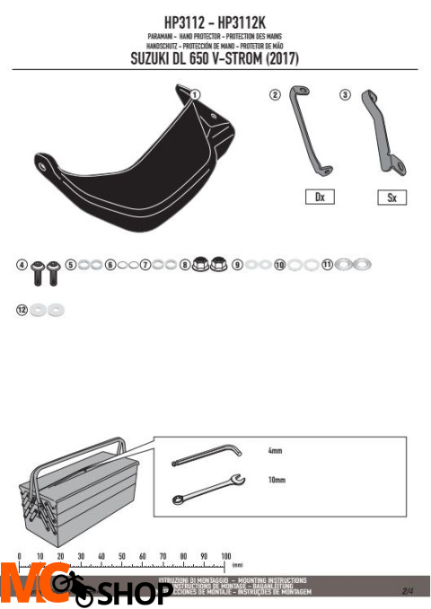 GIVI HP3112 DODATKOWE HANDBARY SUZUKI DL 650 V-STROM GIVI HP3112 DODATKOWE HANDBARY SUZUKI DL 650 V-STROM