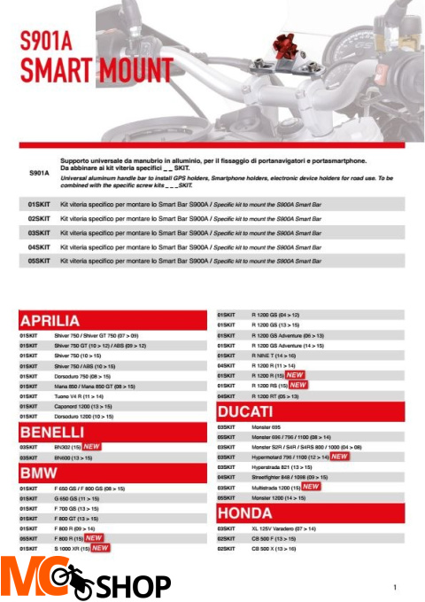 GIVI S901A UNIWERSALNE MOCOWANIE NA KIEROWNICĘ do etui givi GIVI S901A UNIWERSALNE MOCOWANIE NA KIEROWNICĘ do etui givi