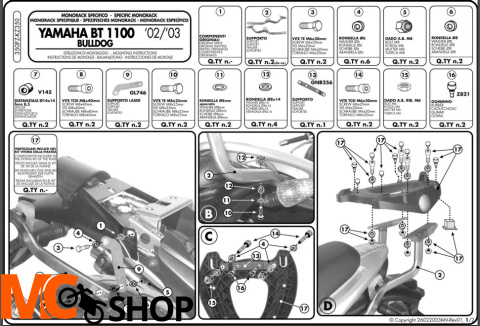 Givi 350FZ stelaż centralny YAMAHA BT 1100 02-09 Givi 350FZ stelaż centralny YAMAHA BT 1100 02-09