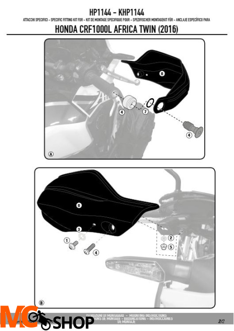 KAPPA KHP1144 OSŁONY KIEROWNICY (HANDBARY) HONDA CRF 1000L